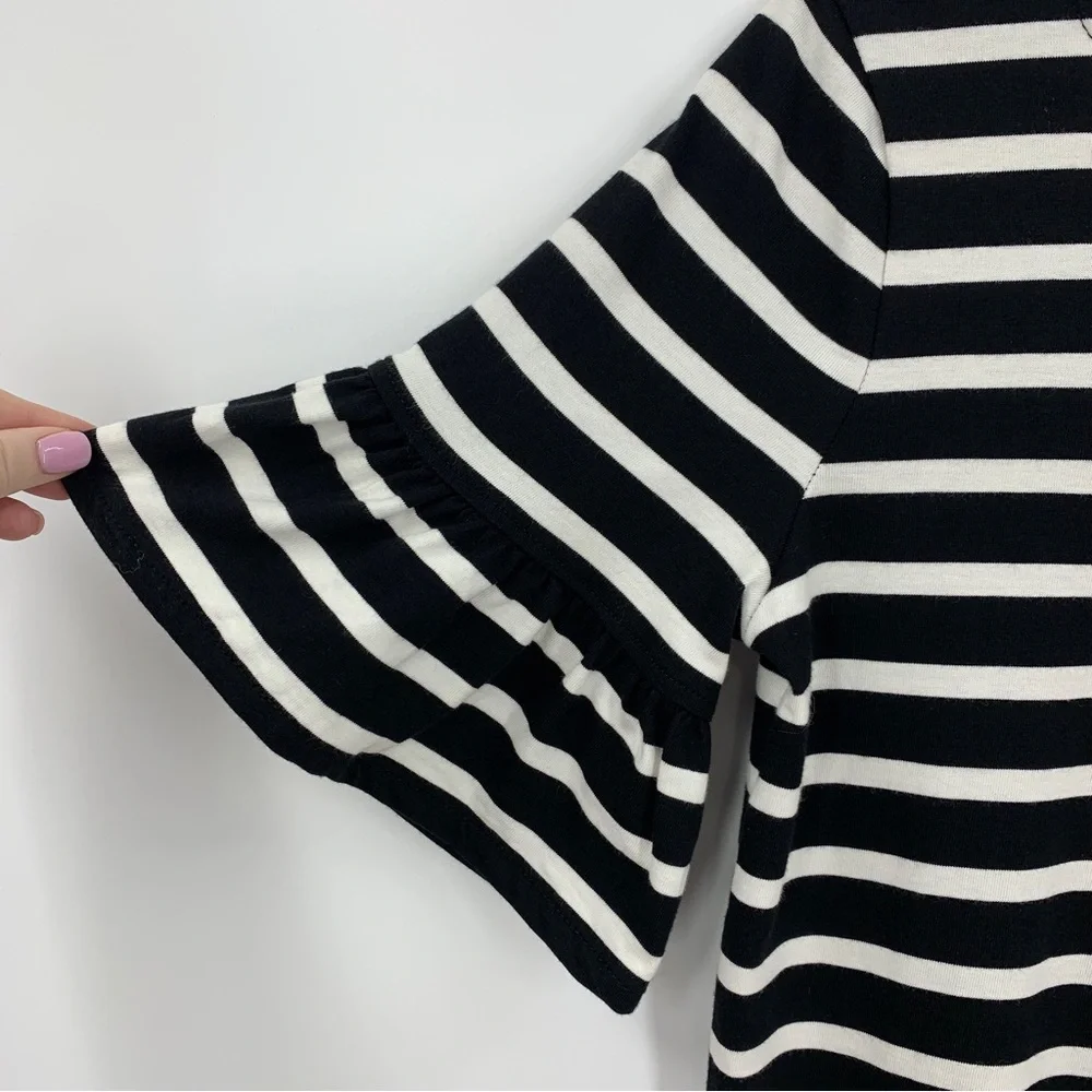 J. Crew Ruffle Sleeve Striped Shift Dress Sz S - Picture 6 of 12